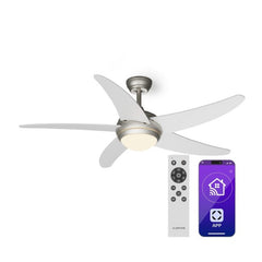 Bolero ventilateur de plafond 2 en 1 132 cm luminaire 55 W télécommande contrôle par application 2 sens de marche