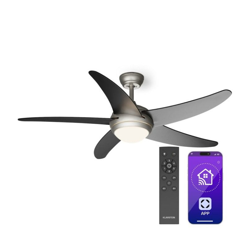 Bolero ventilateur de plafond 2 en 1 132 cm luminaire 55 W télécommande contrôle par application 2 sens de marche