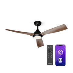 Fiji Flow ventilateur de plafond 2 en 1, 132 cm lampe LED télécommande contrôle par application 2 sens de marche dimmable