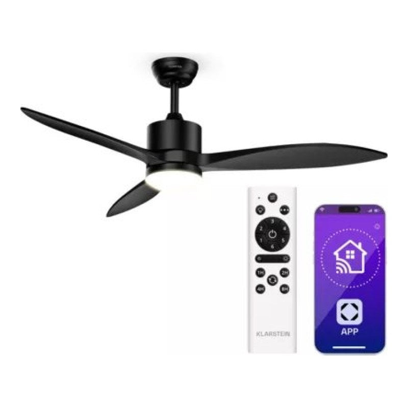 Ventilateur KLARSTEIN SkyBreeze intelligent 132cm 27W LED Noir
