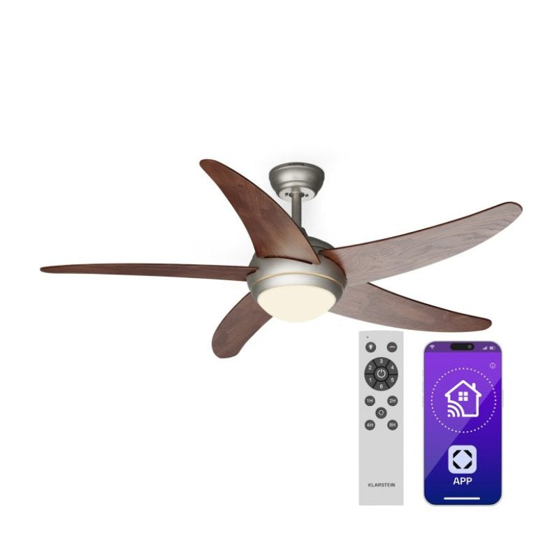 Bolero ventilateur de plafond 2 en 1 132 cm luminaire 55 W télécommande contrôle par application 2 sens de marche