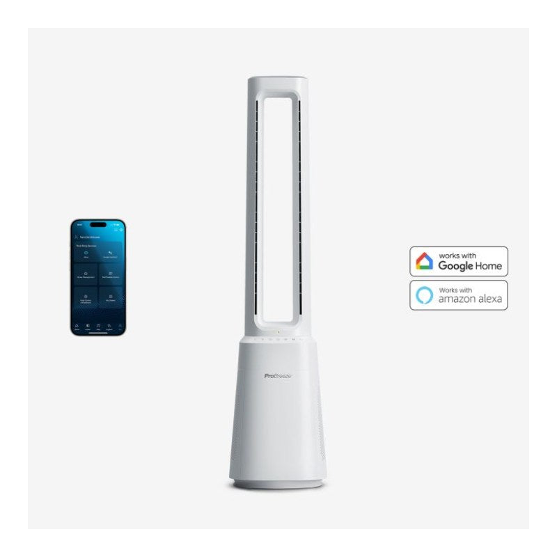 OmniAir 104 cm Premium Bladeless Tower Fan and Air Purifier with Smart App Control - White